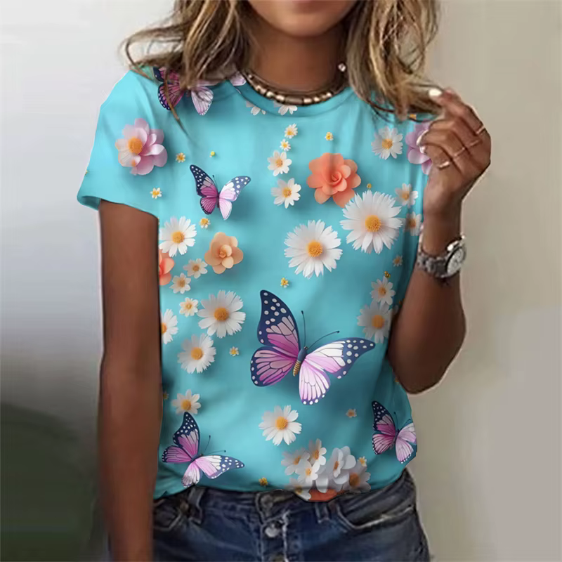 T-shirt manches courtes col rond femme