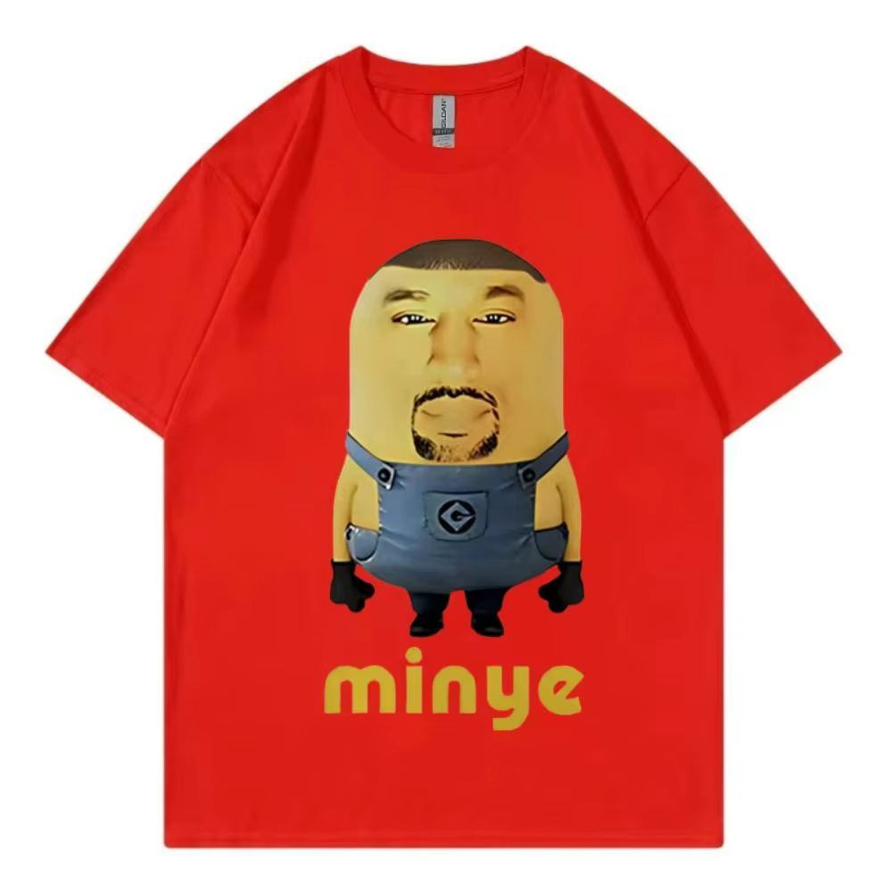 Kanye West Minye Funny Meme Graphic T-Shirts Fashion Hip Hop Oversized Clothing T-shirt Unisex Pure Cotton