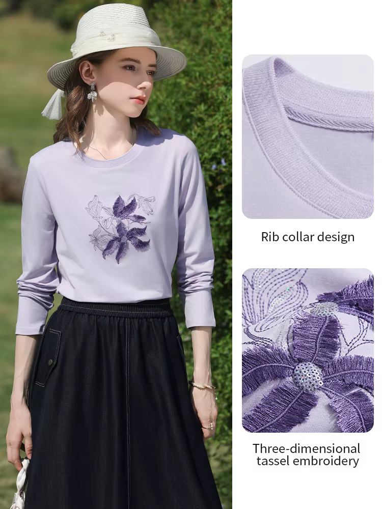 I BELIEVE YOU T-shirt à manches longues lilas pour femme
