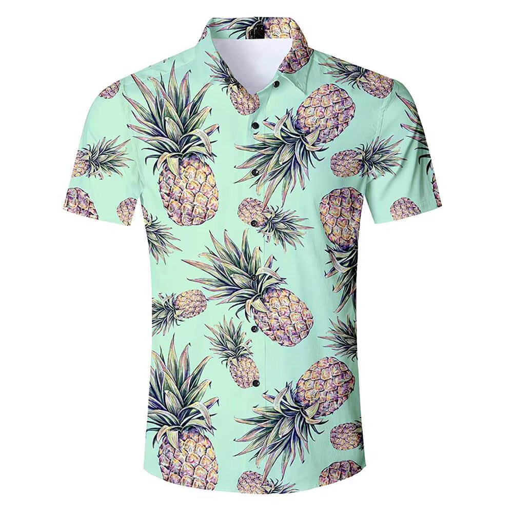 Chemises ananas drôles impression 3d chemisier de plage pour hommes revers de vocation Camisas hawaïennes vêtements boutonné