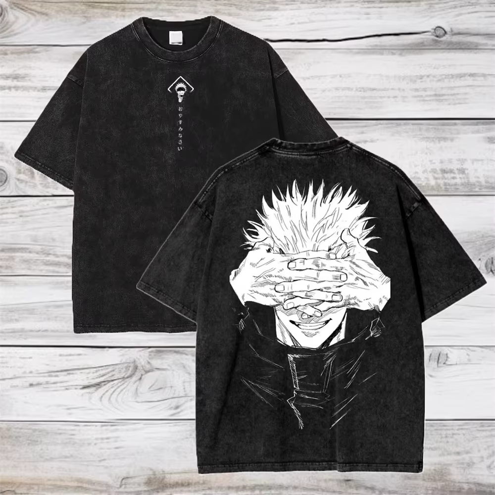 Gojo Satoru Jujutsu Kaisen femmes T-shirt lavé coton