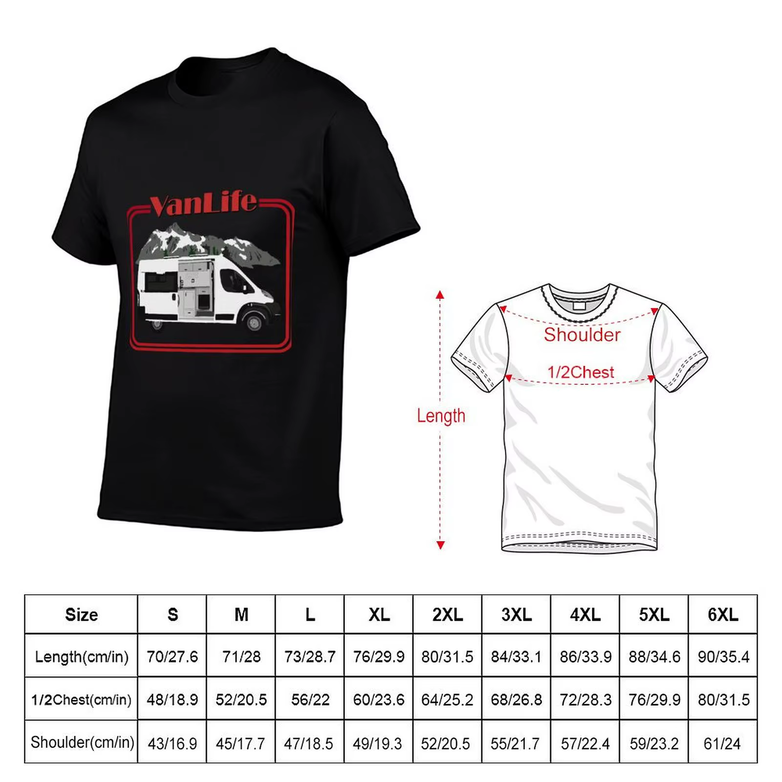 T-shirt VanLife en coton, 100% humoristique, t-shirt homme, t-shirt anime