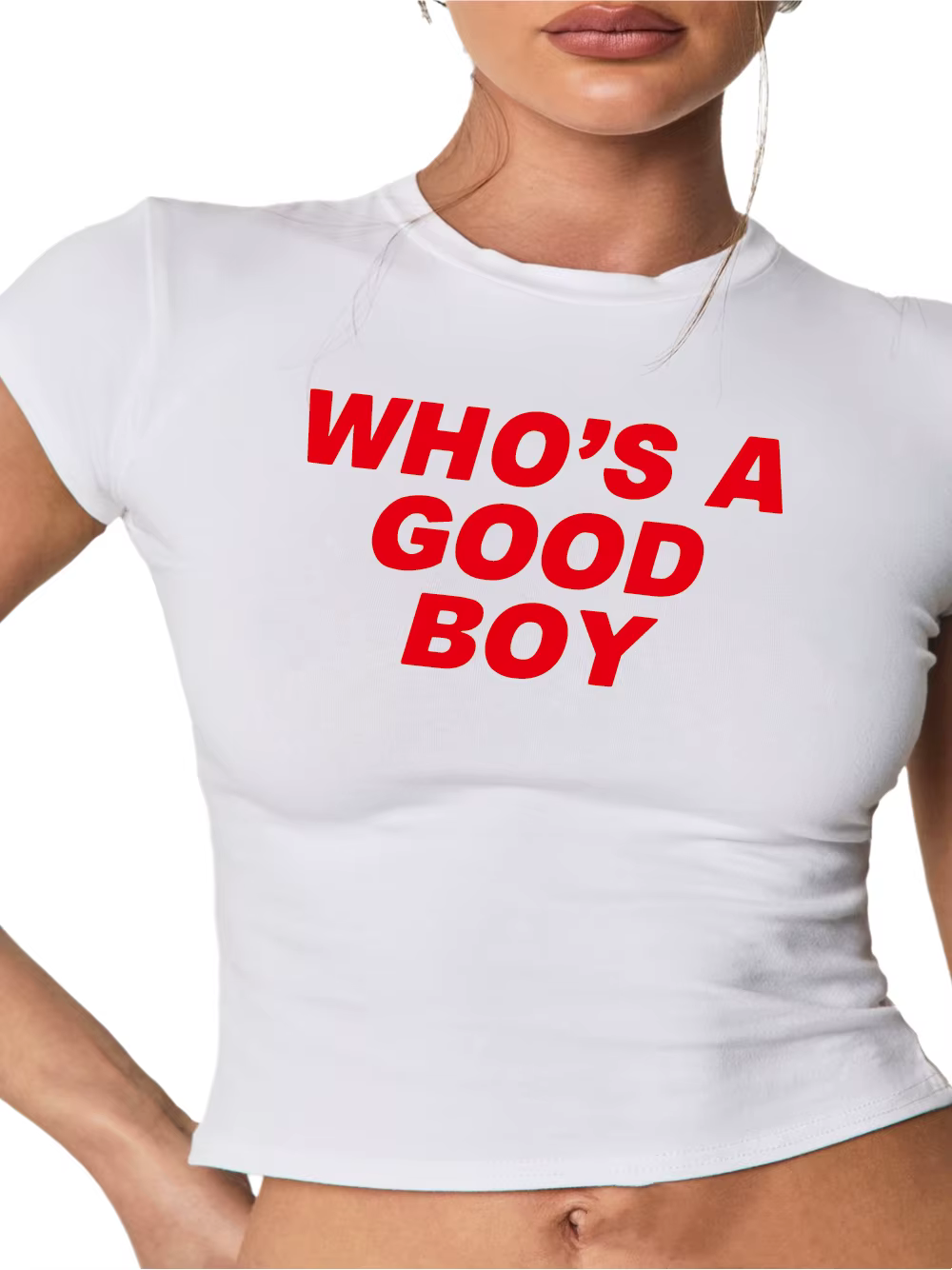 Qui est un bon garçon haut court Y2K bébé T-Shirt filles été coton chemise courte à manches courtes femmes
