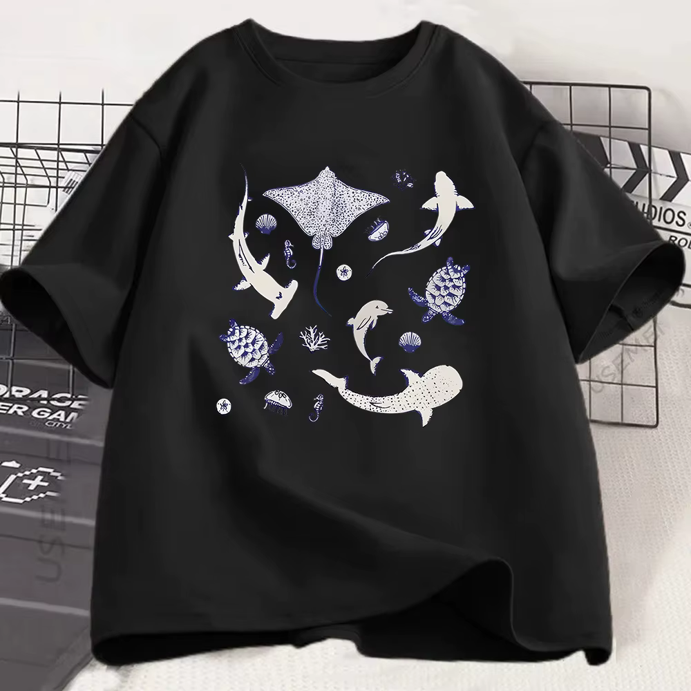 T-shirt à motif d'animaux marins