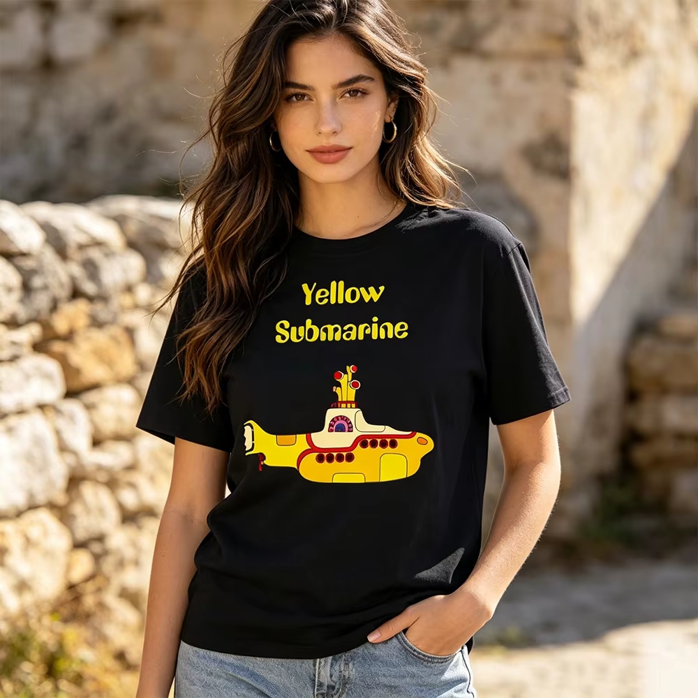 T-shirt The Beatles Black Rock Band