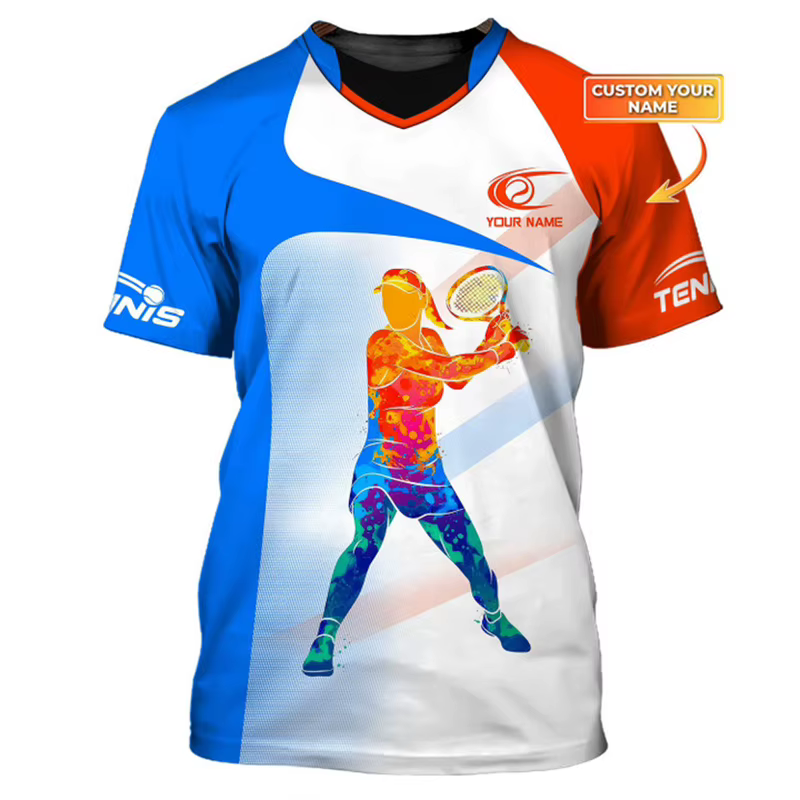 Nom personnalisé balle de Tennis graphique T-shirt hommes femmes Sport mode rue