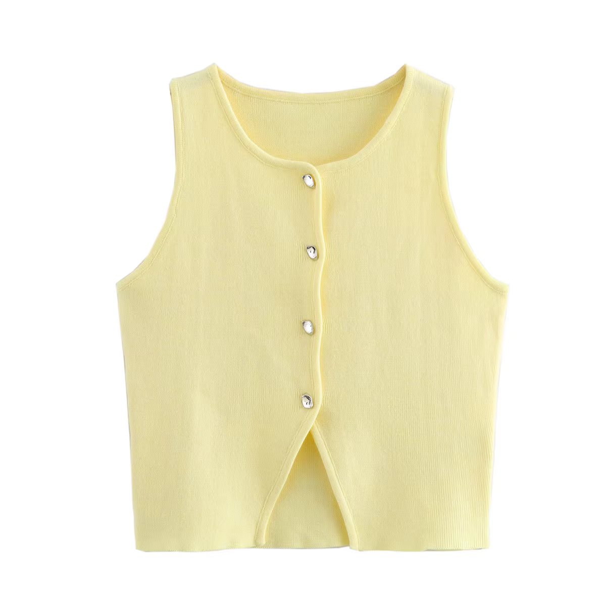 MUJER rose tricot sans manches gilet femmes recadrée pull