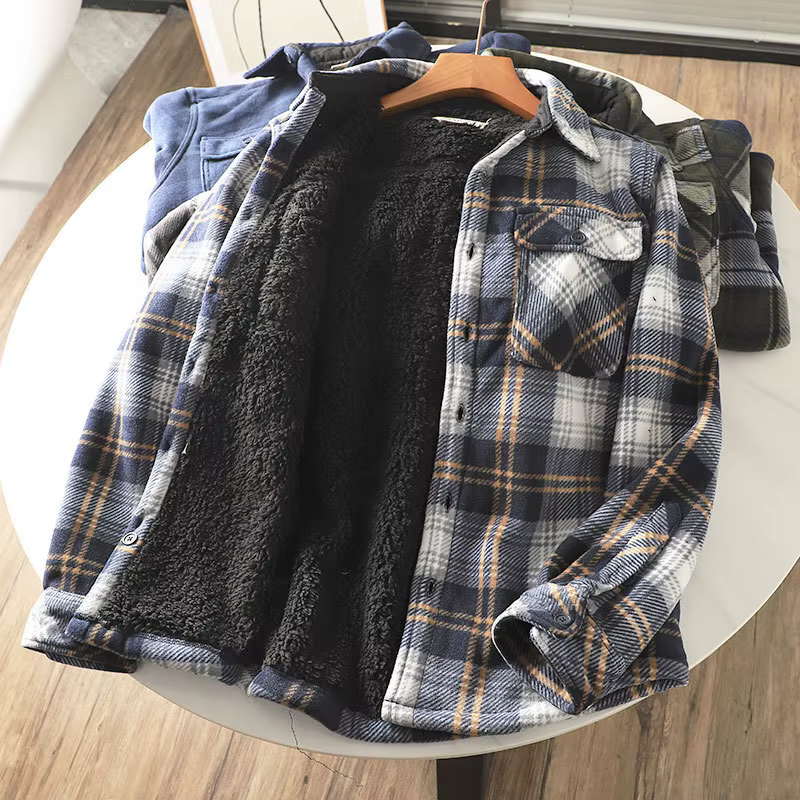 Chemise à carreaux en glouton lourd pour hommes