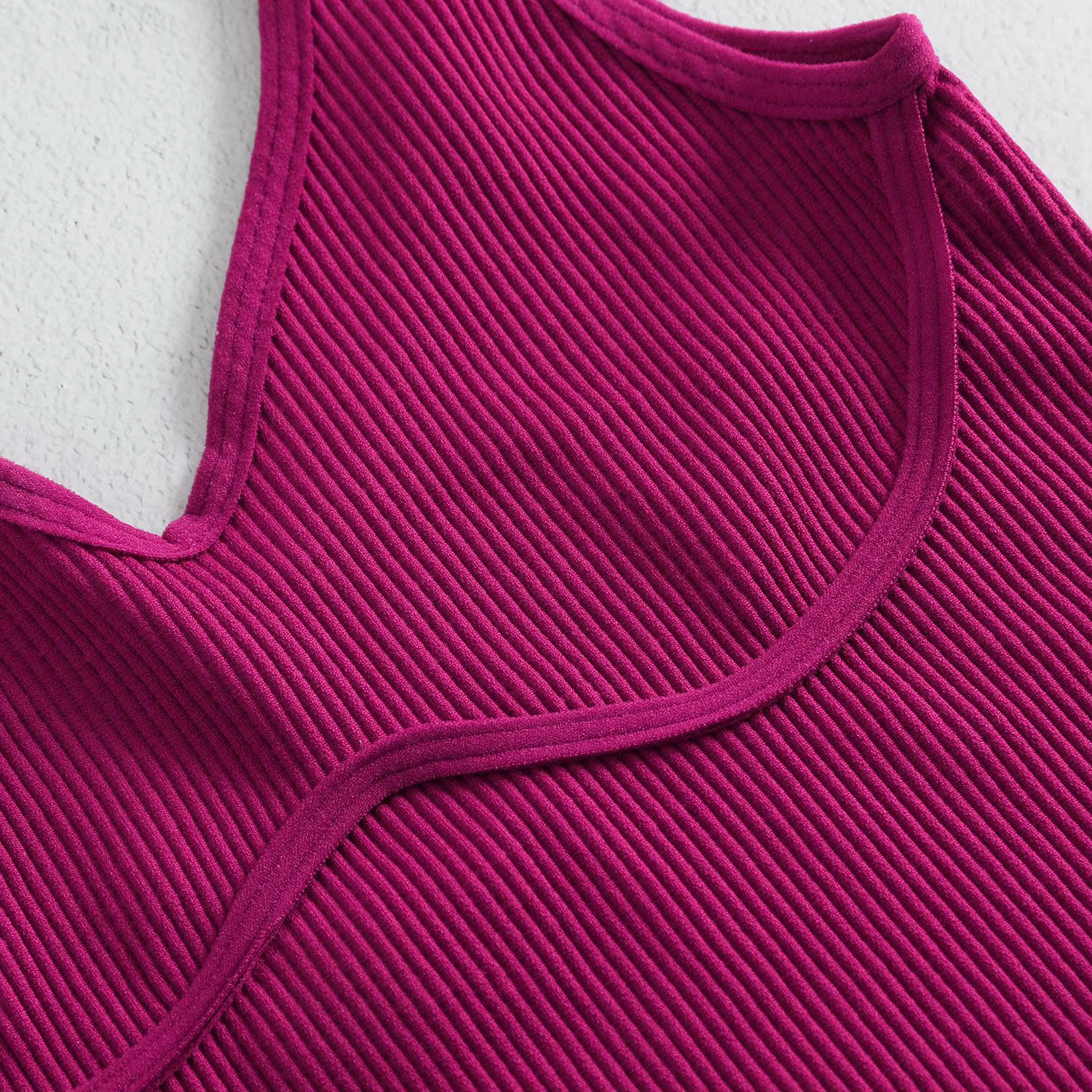 Débardeur court sans couture en tricot côtelé pour femme