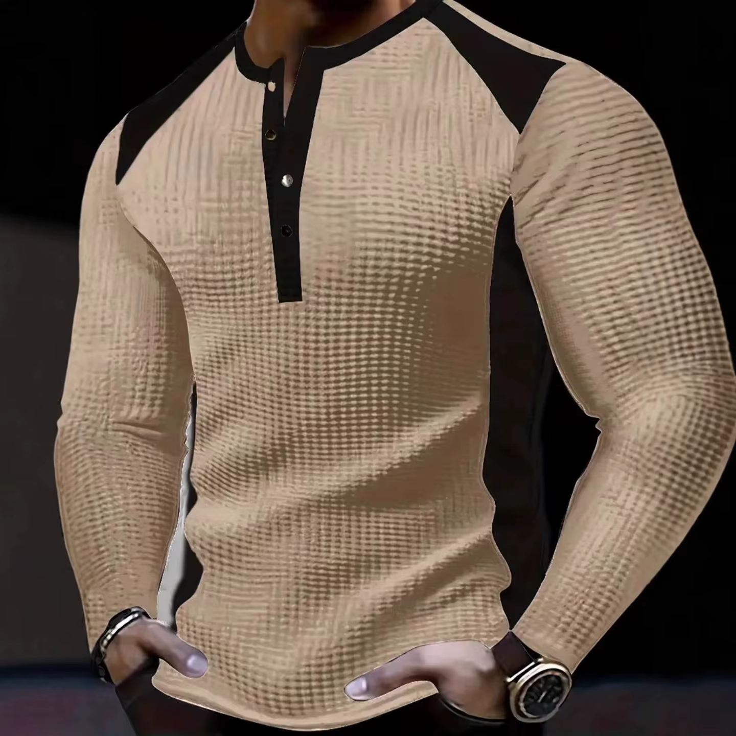 T-shirt à manches longues et col haut pour hommes