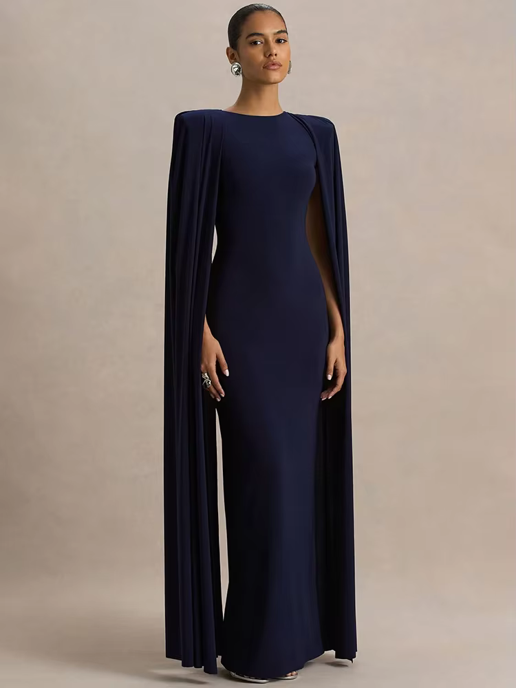 Cape manches Sexy robe Maxi femmes