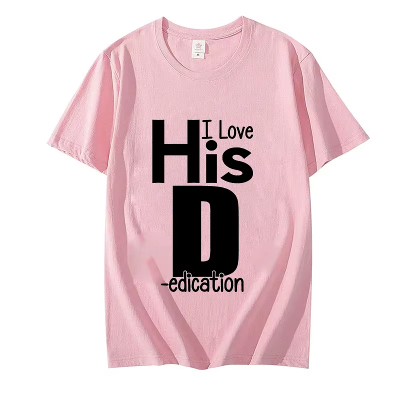 T-Shirt à Imprimé I Love His D P pour Couples