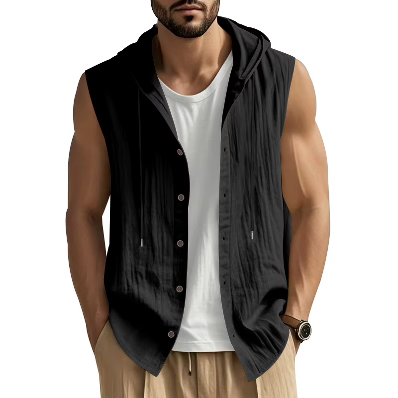 Chemise sans manches décontractée en lin pour homme