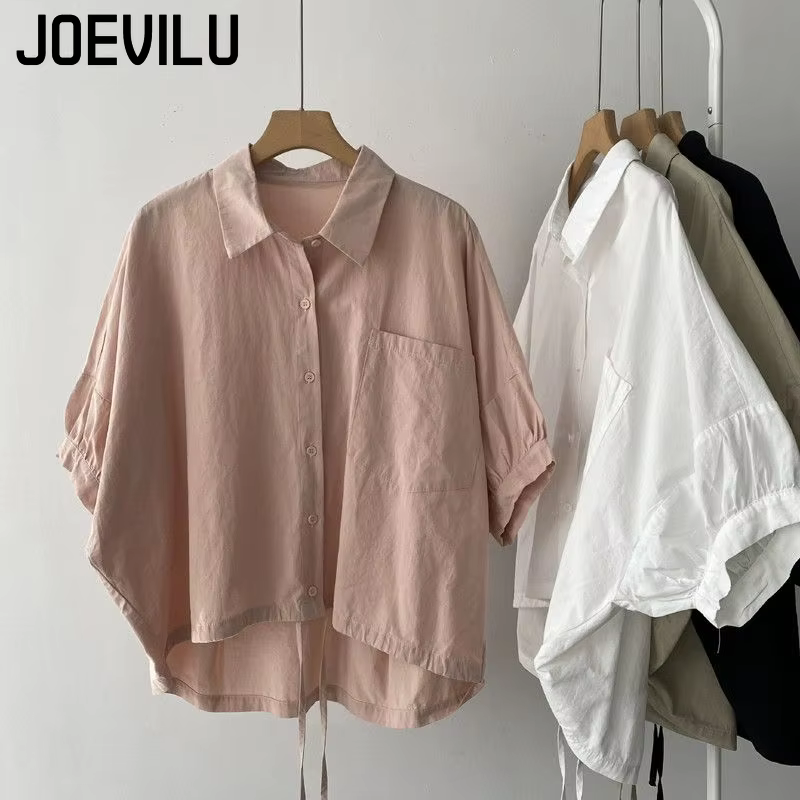 JOEVILU dames manches chauve-souris chemise d'été ample