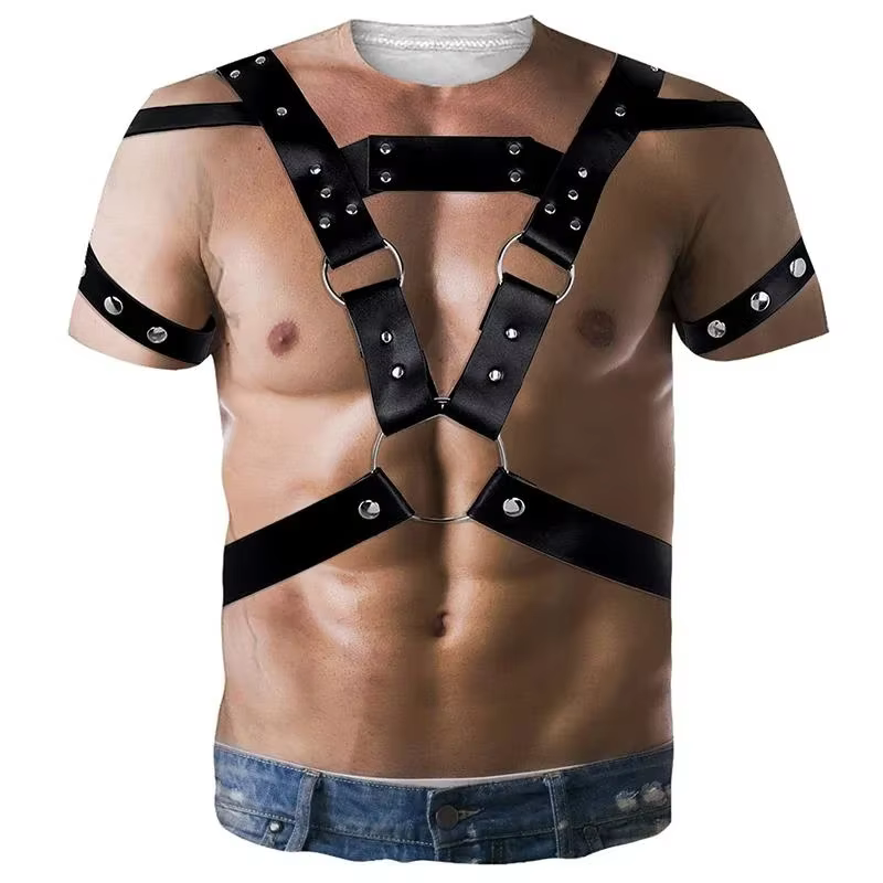 T-shirt graphique drôle pour homme avec poitrine poilue