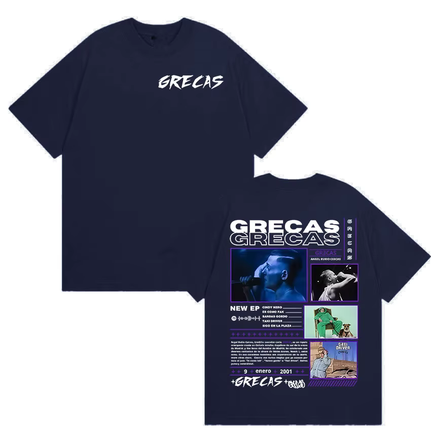 Rappeur Grecas Tour 2025 Album Merch T-shirts Hommes Vêtements Mode Surdimensionné T-shirt Décontracté Offre Spéciale