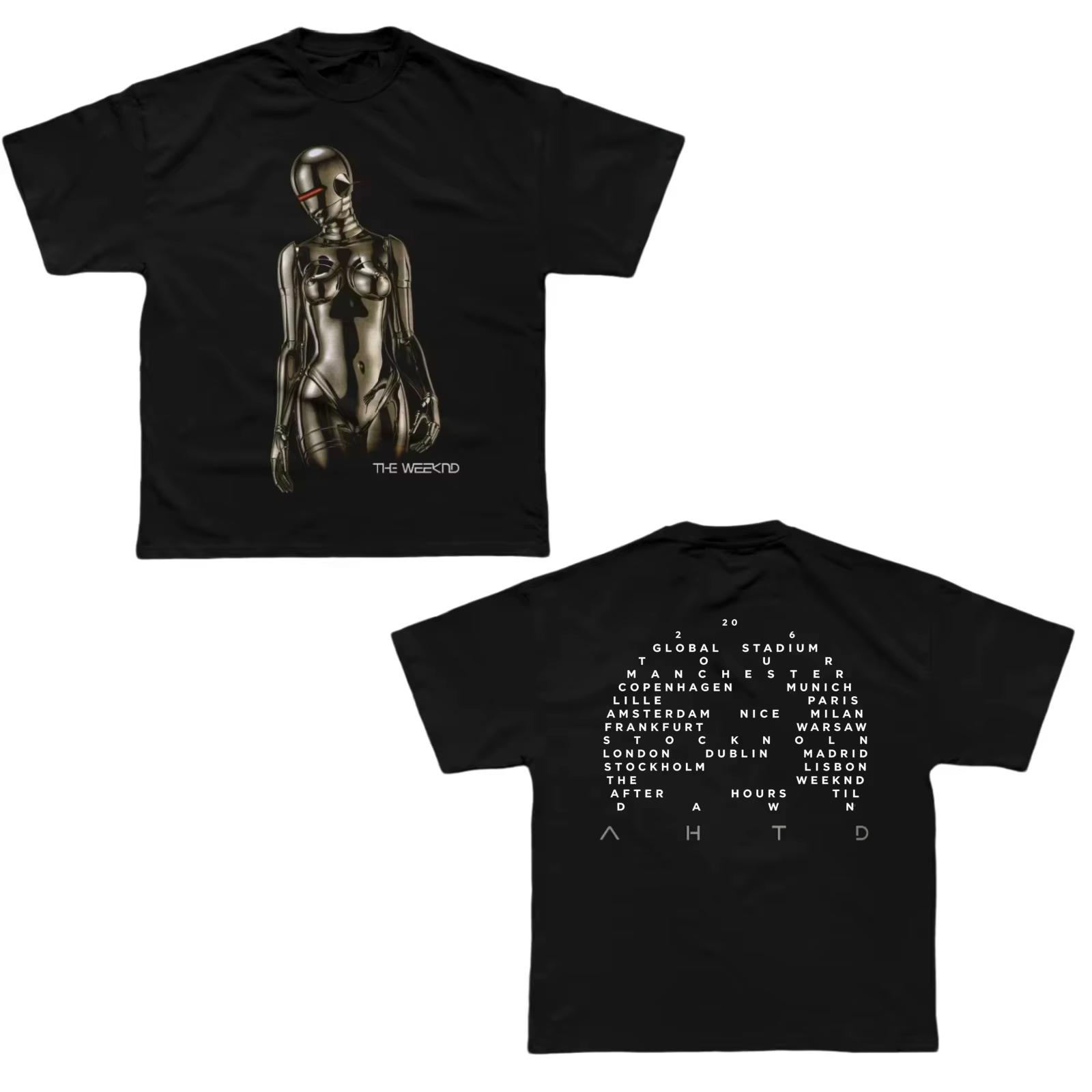 T-shirt The Weeknd After Hours Til Dawn Tour Europe 2026 100% Coton Homme Femme Streetwear Populaire Décontracté Hauts Décontractés