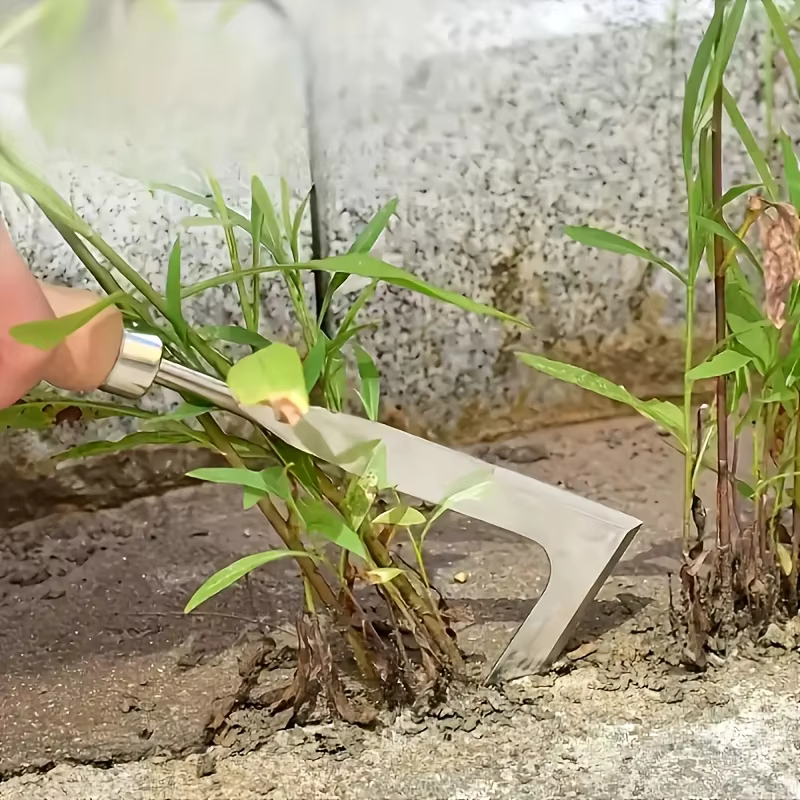 Couteau de désherbage de jardin en acier inoxydable, outil de désherbage manuel à manche en bois pour pelouse, potager et entretien des plantes, jardinage d'été A