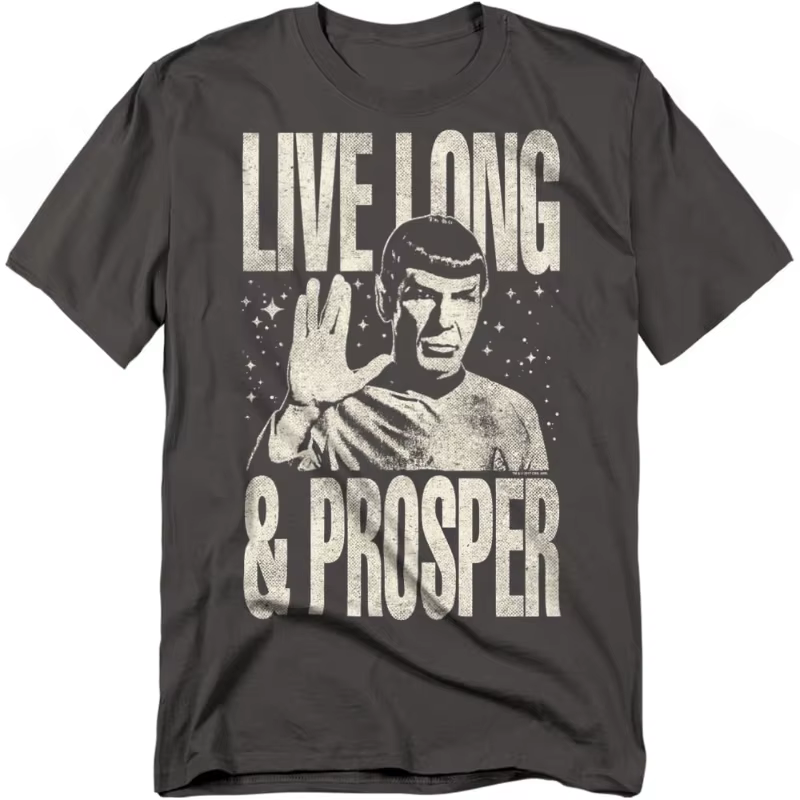 T-shirt Star Trek Live Long & Prosper en charbon de bois