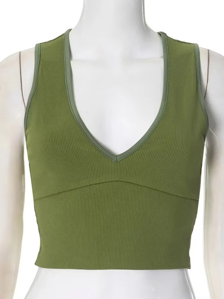 Haut moulant à col en V profond pour femme