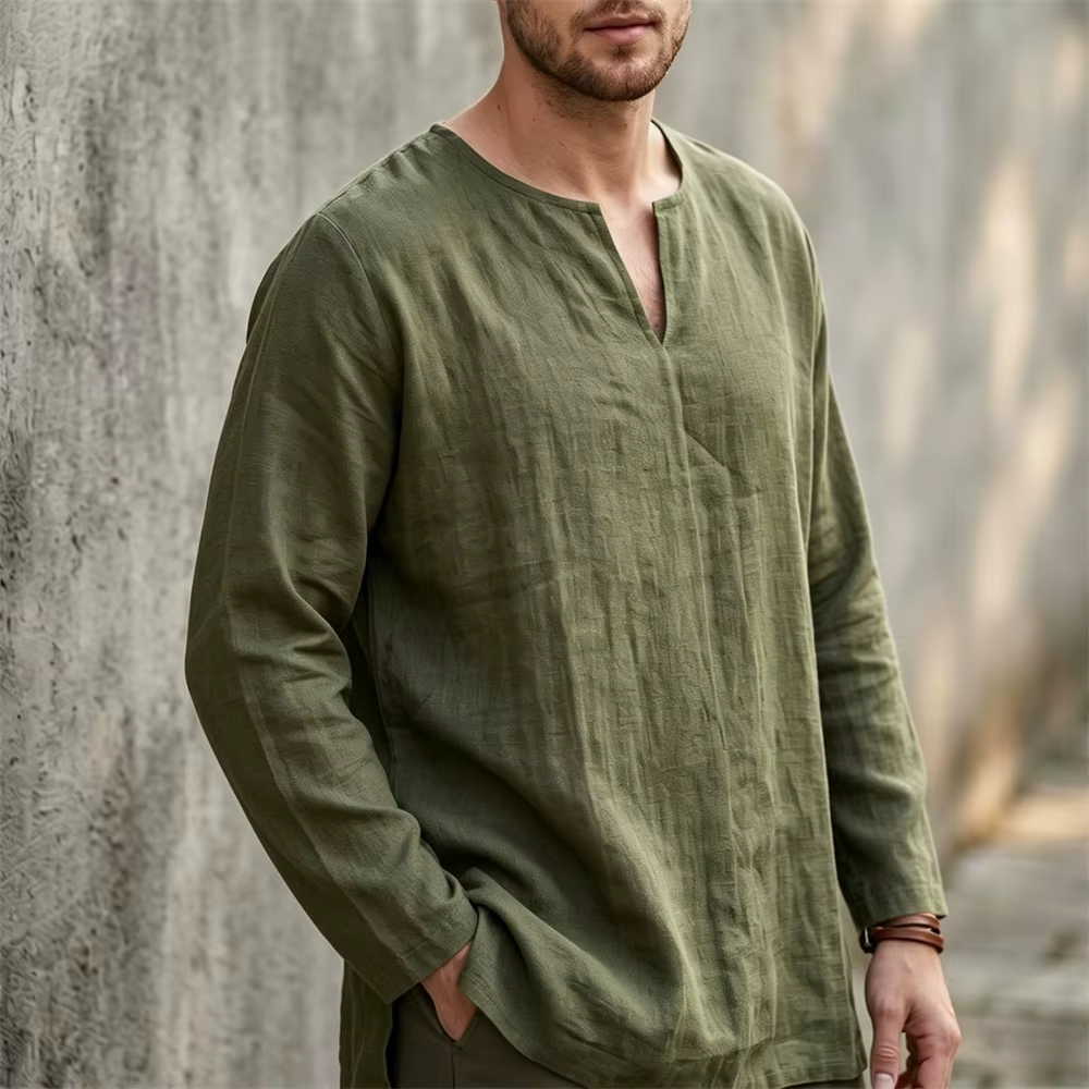 T-shirt en coton et lin pour homme