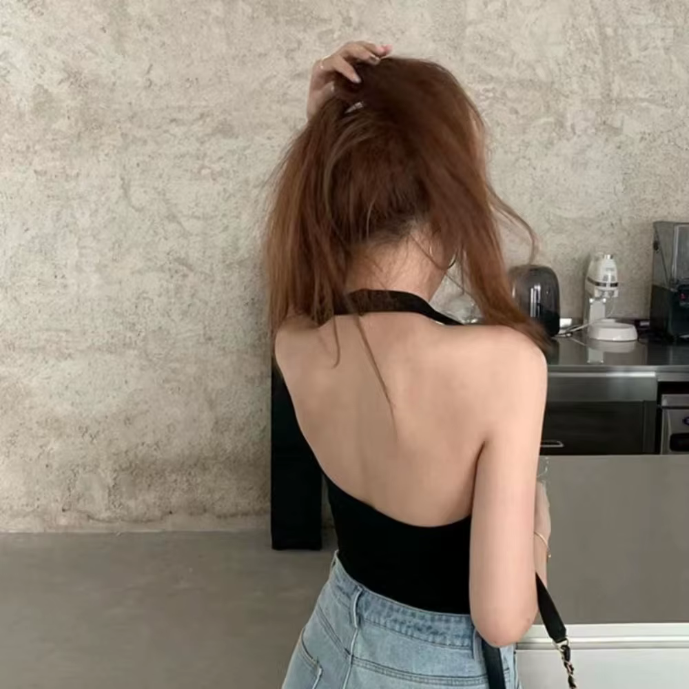 Haut à licou en polyamide précieux pour femme, nouveau