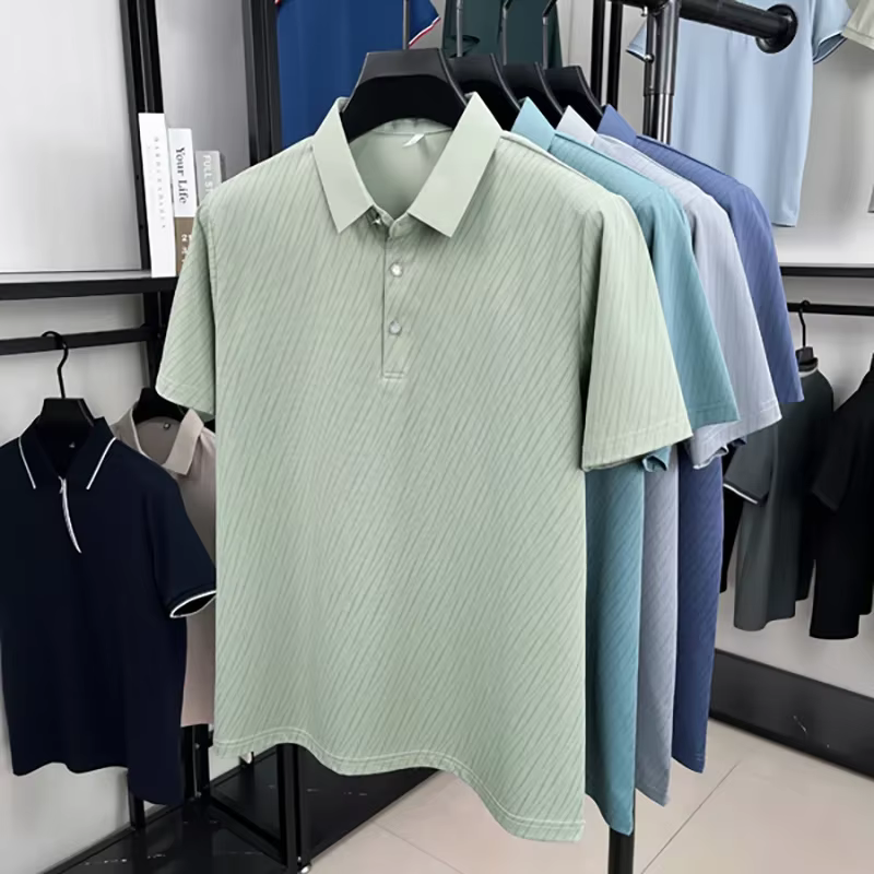 BROWON 2026 – Nouveaux Polos d'été de Luxe pour Homme à Manches Courtes en Soie Glacée