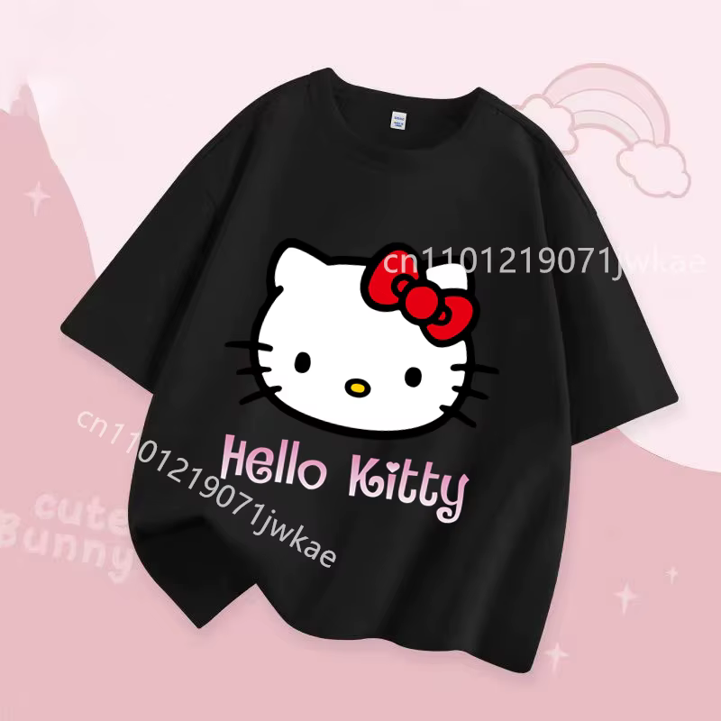 T-shirt d'été Hello Kitty Kawaii pour enfants