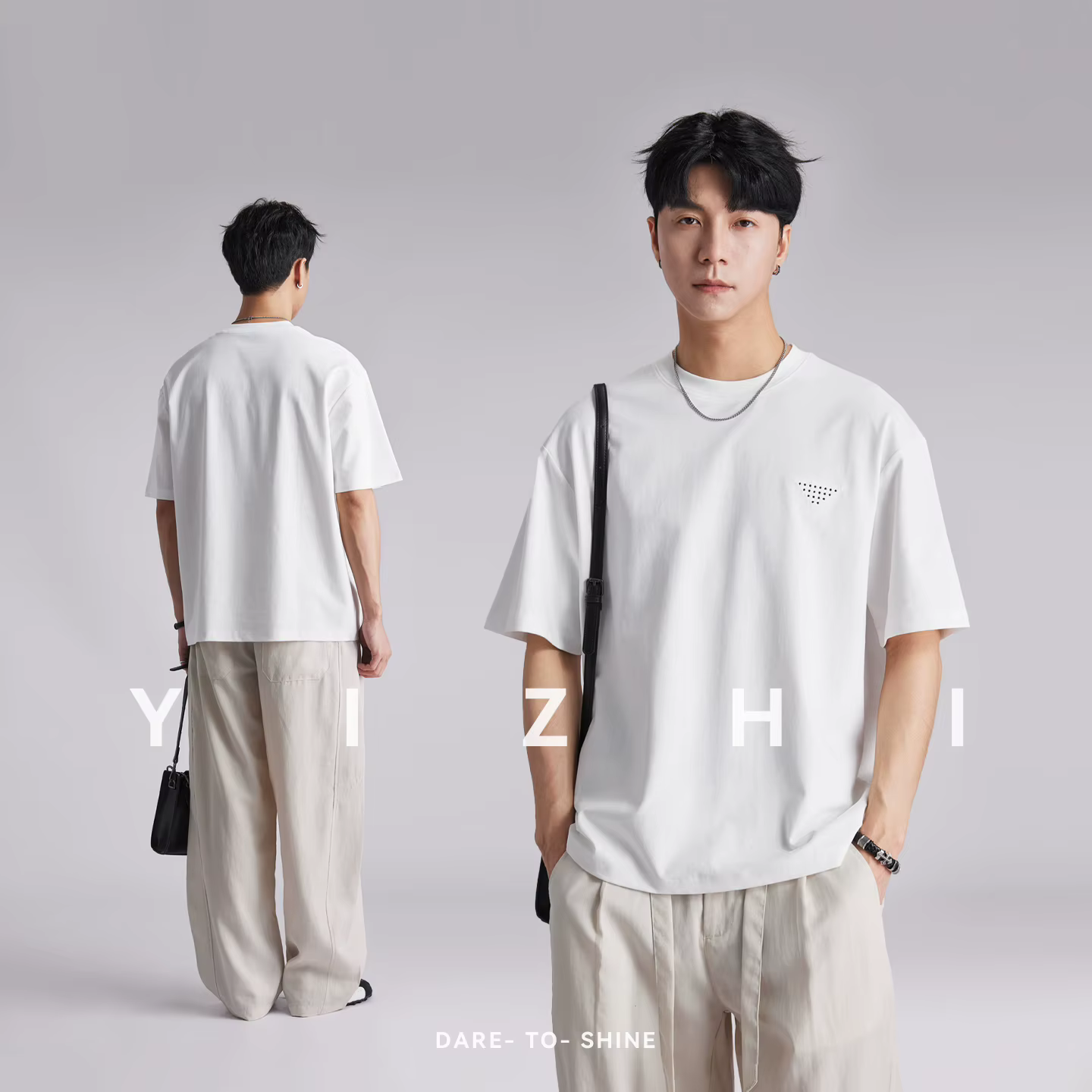 T-shirt Homme Minimaliste Logo Triangle Tendance Été 2026 Ample Respirant Doux pour la Peau Décontracté Manches Courtes