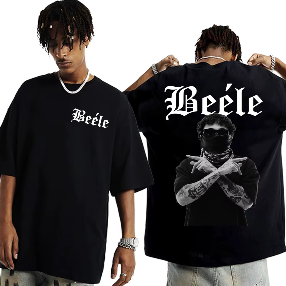 Rappeur BEELE Album de musique 2025 t-shirts imprimés pour hommes haute rue Vintage gothique T-shirt mâle été hauts