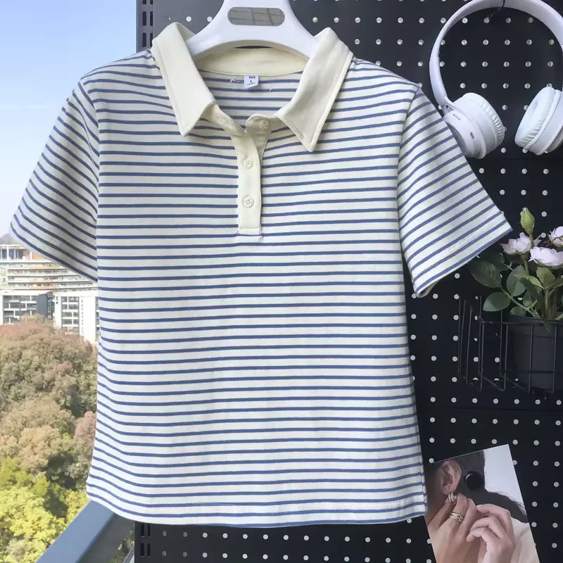 T-shirt à manches courtes et col Polo pour femmes
