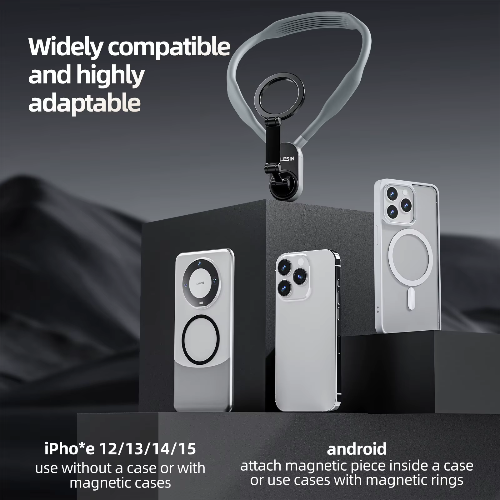 Support magnétique pour cou TELESIN, collier POV pour téléphones mobiles, smartphones, iPhone 11 12 13 14 15, Android, Samsung, accessoire