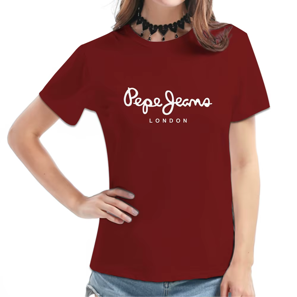 T-shirt à manches courtes bordeaux pour femme - Imprimé graphique typographique London Script