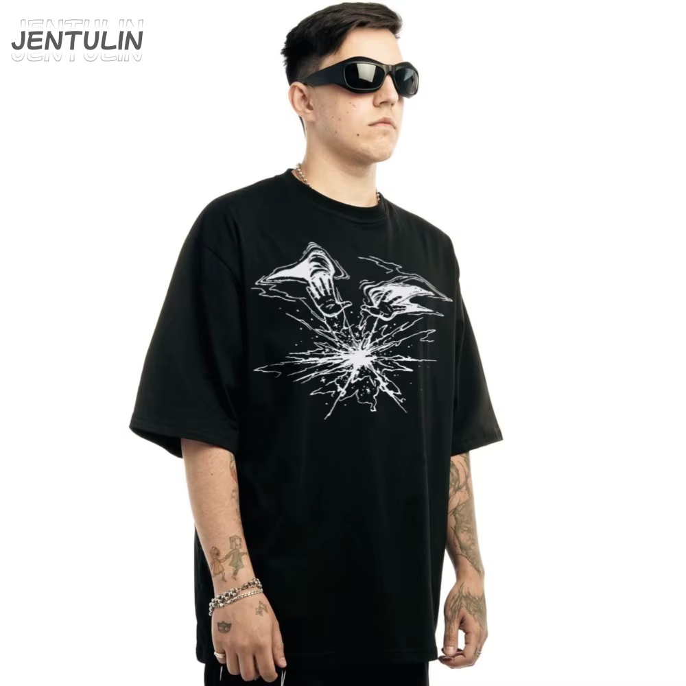 T-Shirt Punk à Imprimé Lyrique pour Homme