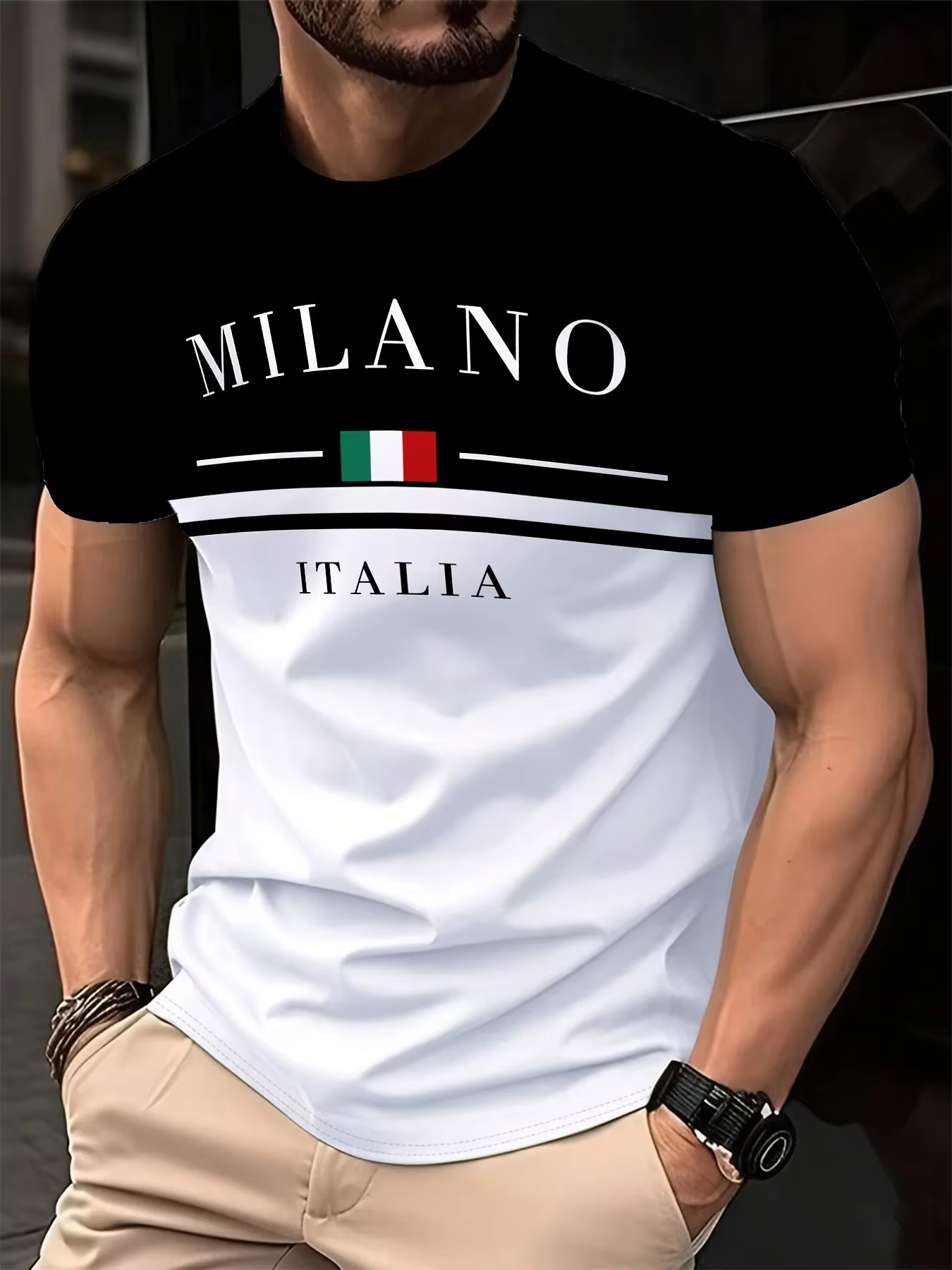 Italia Milano lettre motif 3D imprimé hommes t-shirts à manches courtes décontracté hauts