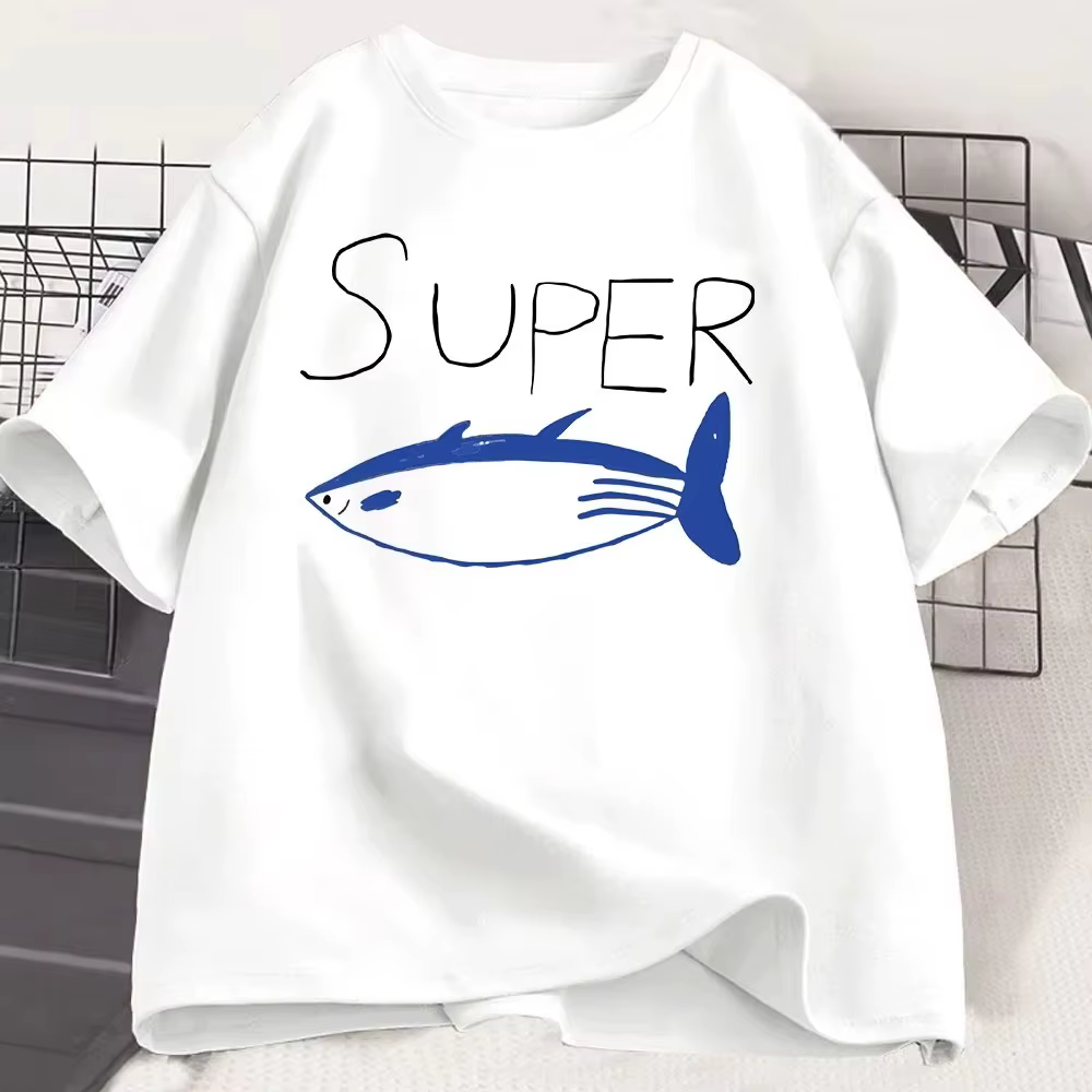 T-shirts Kpop coréens Jin Super Tuna Fish, T-shirt vintage à manches courtes, vêtements pour hommes et femmes, T-shirt décontracté en coton surdimensionné