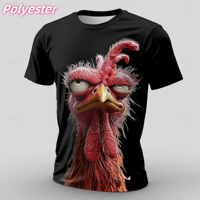 T-shirt amusant avec impression 3D de singe et de poulet pour hommes