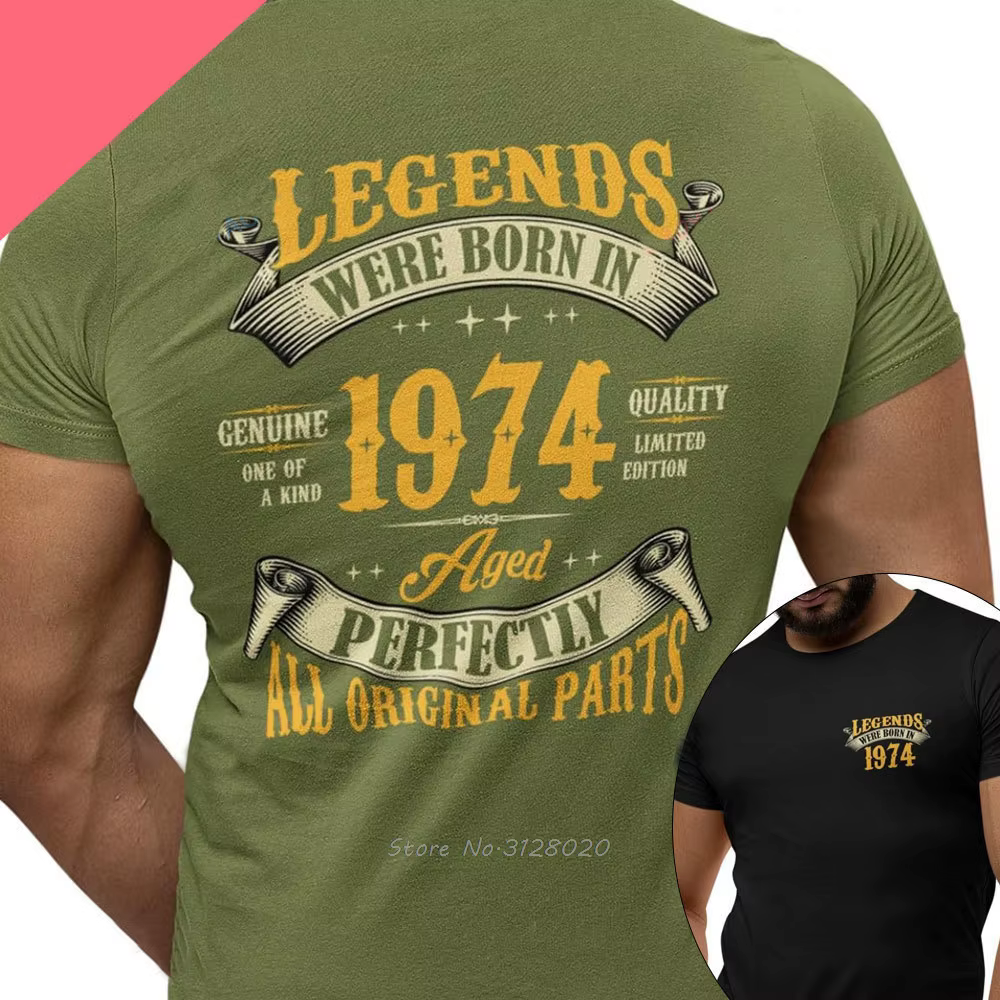 50e anniversaire haute qualité T-Shirt légendes nées en 1974 Vintage 50 ans