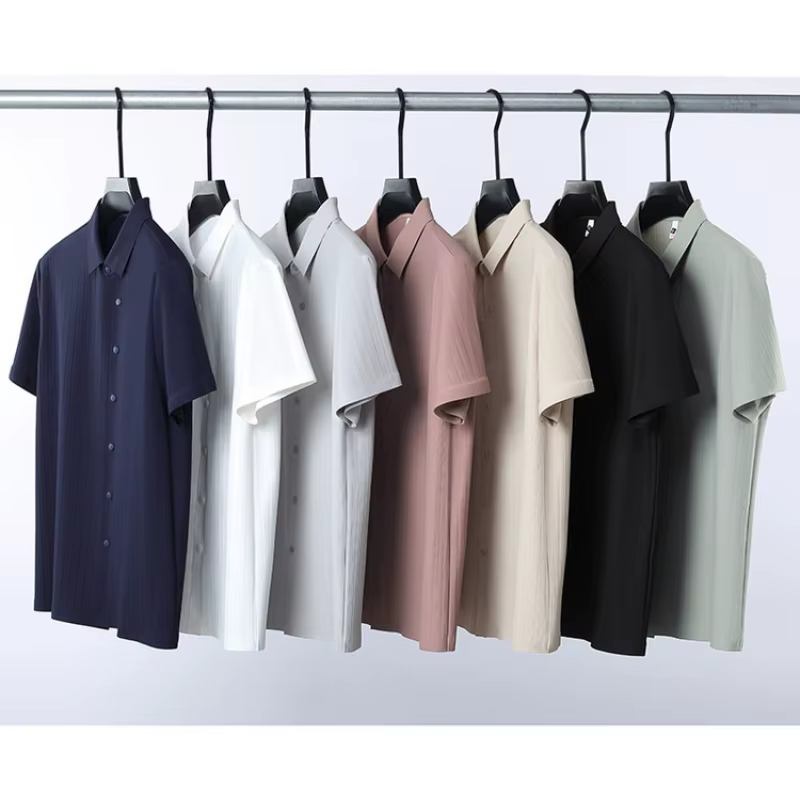 Polo de protection UV haut de gamme pour hommes – Conception texturée à rayures verticales