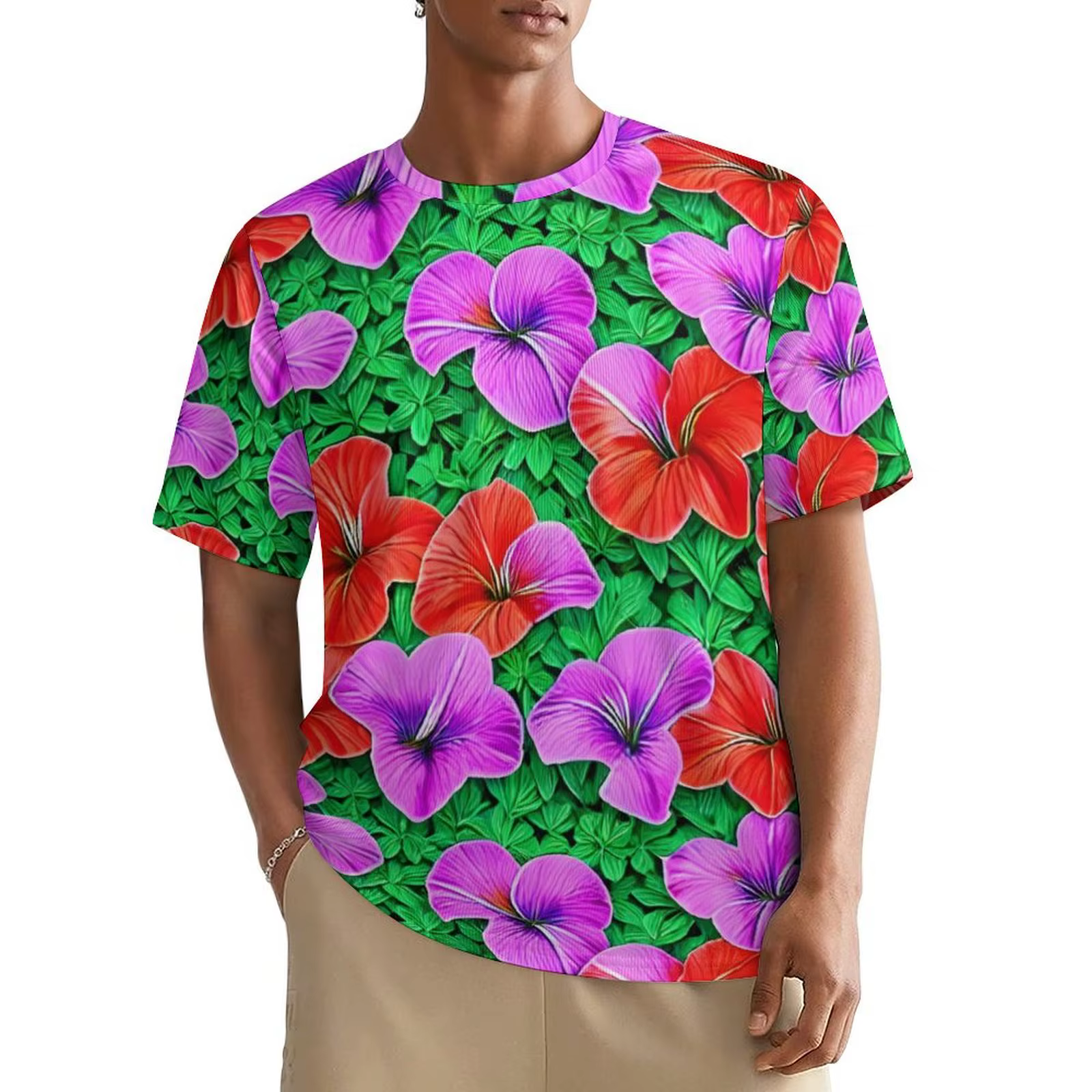 T-shirt imprimé floral pour hommes