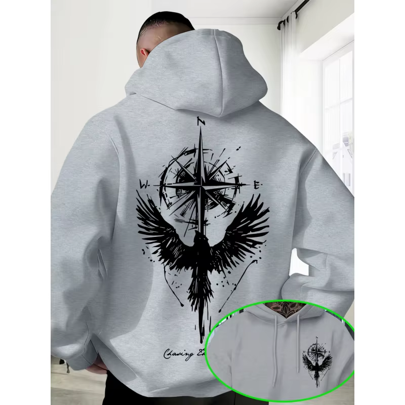 Sweat-shirt à capuche imprimé tendance personnalisé décontracté pour homme. Idéal pour les rendez-vous en plein air