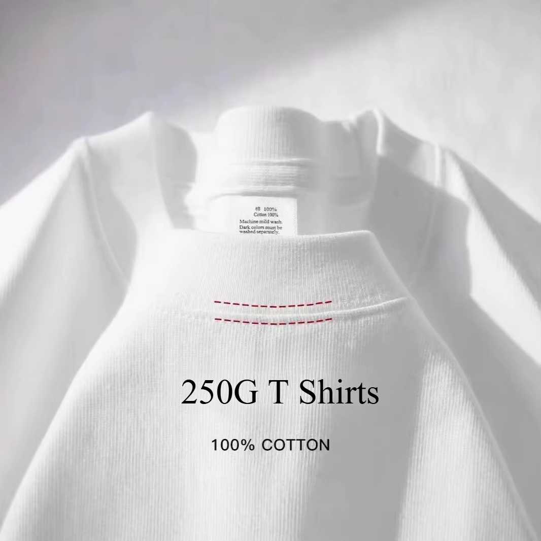 100% coton GSM 250G hommes t-shirts été poids lourd couleur unie col rond manches courtes Tops basiques hommes t-shirt