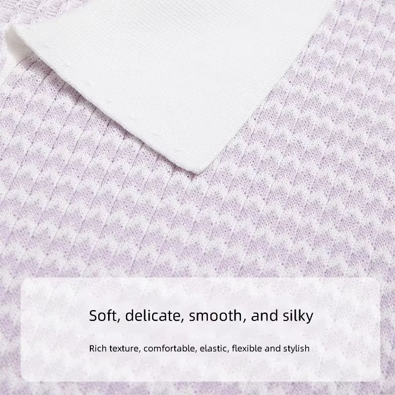 I BELIEVE YOU Polo à manches courtes en tricot à carreaux violets pour femme