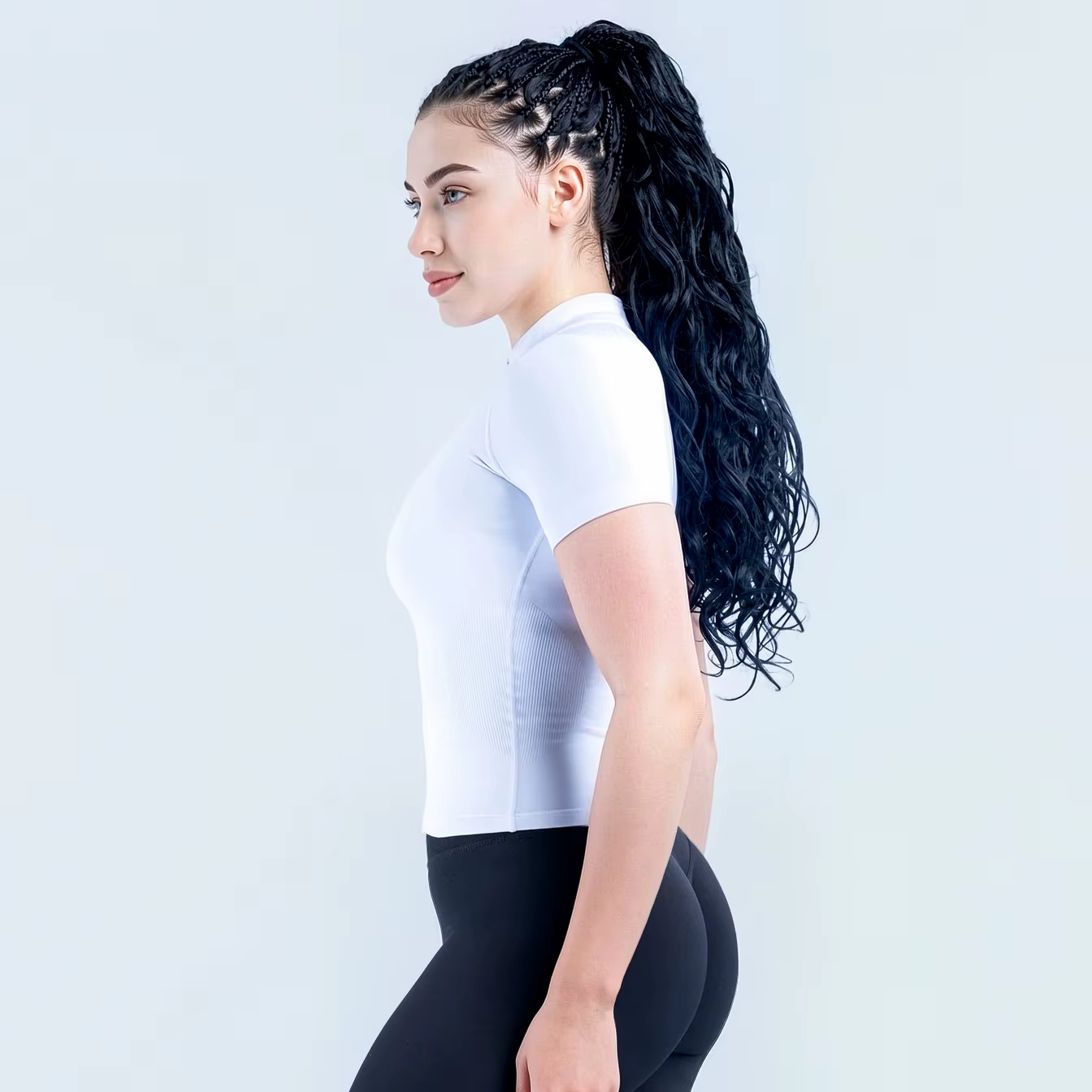 Haut d'entraînement ajusté de haute qualité pour femme - T-shirt de yoga à manches courtes