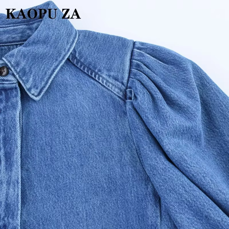 Kaopu printemps été 2025 mode rétro décontracté chemise pour femme Design Simple haut boutonné coton Polyester mélange coupe ajustée