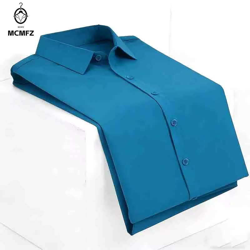Chemise habillée noire pour homme, sans repassage, à manches courtes, boutonnée, col rabattu, pour le bureau