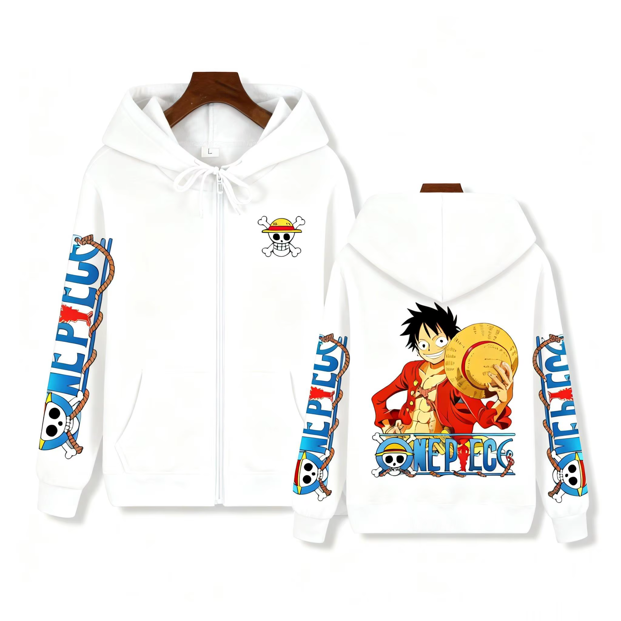 Anime pull à capuche zippé hommes femmes une pièce Luffy décontracté Streetwear Y2k automne hiver imprimé graphique à manches longues veste hauts