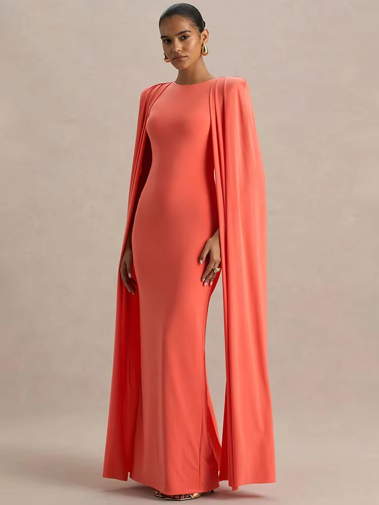 Cape manches Sexy robe Maxi femmes