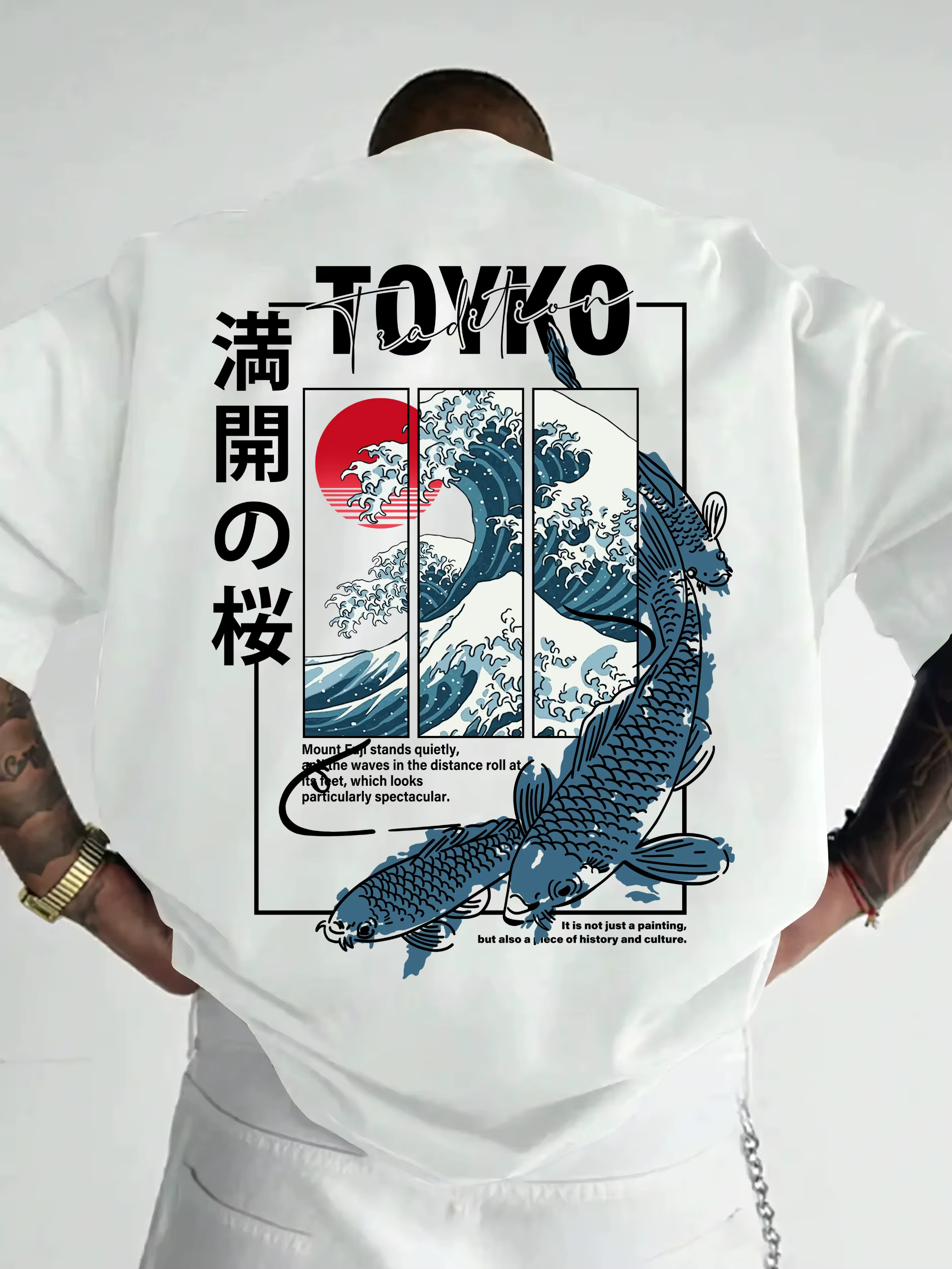 T-shirt pour homme, style japonais, motif tendance, ample, été, nouveau, 100% coton pur, matière douce, polyvalent, confortable et respirant
