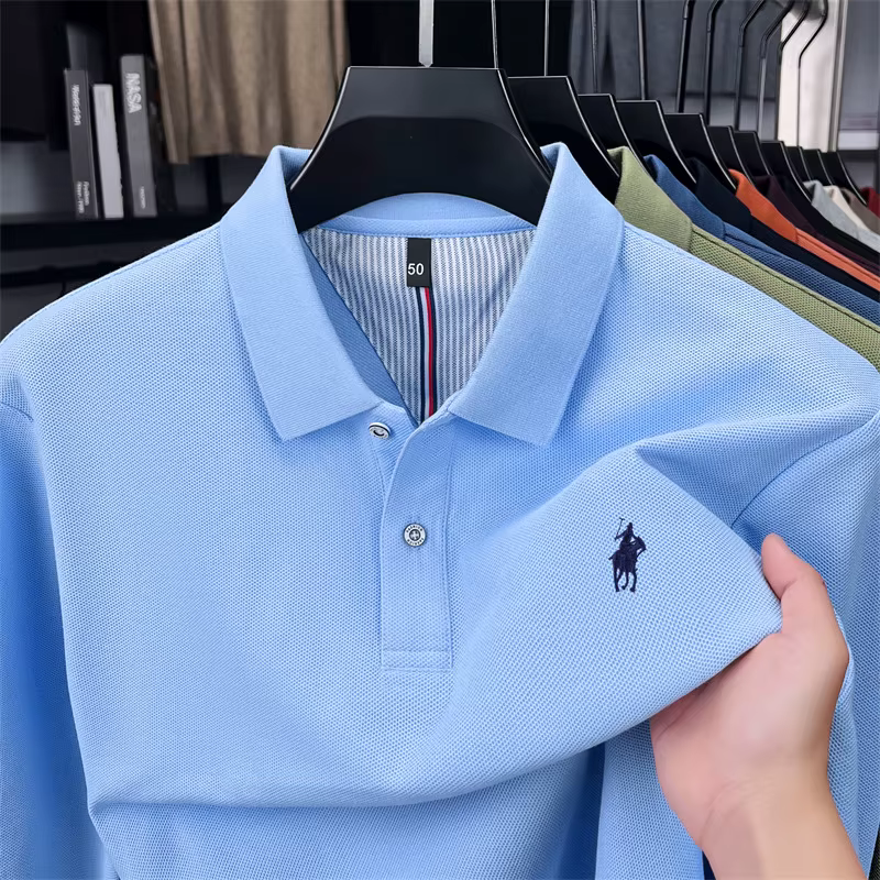 100% coton marque haut de gamme à manches longues polo shirt nouveau Paul Pony brodé luxe confortable hommes d'affaires